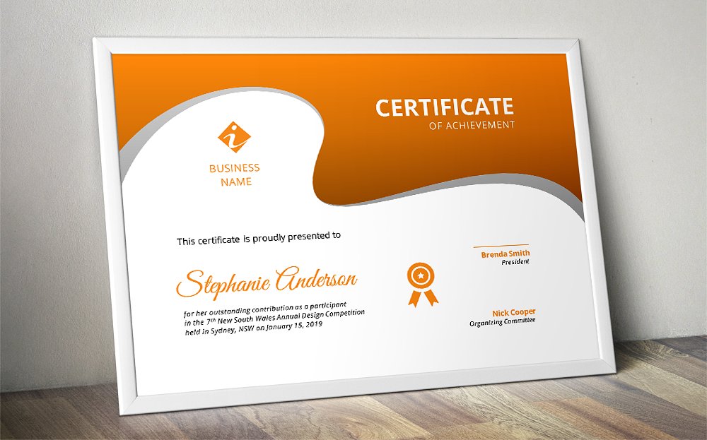 企业证书设计模板Curve corporate certif