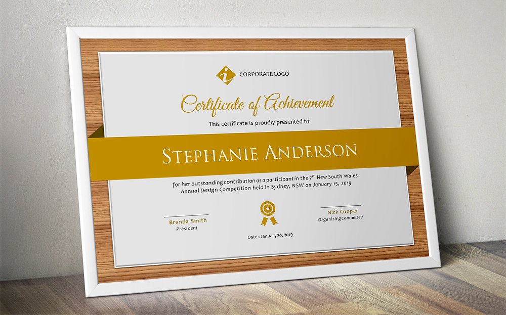 企业证书设计模板Wood certificate Word