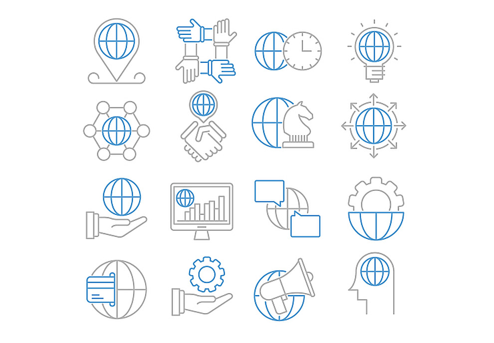 16个全球商业金融业务矢量图标集Global Busines
