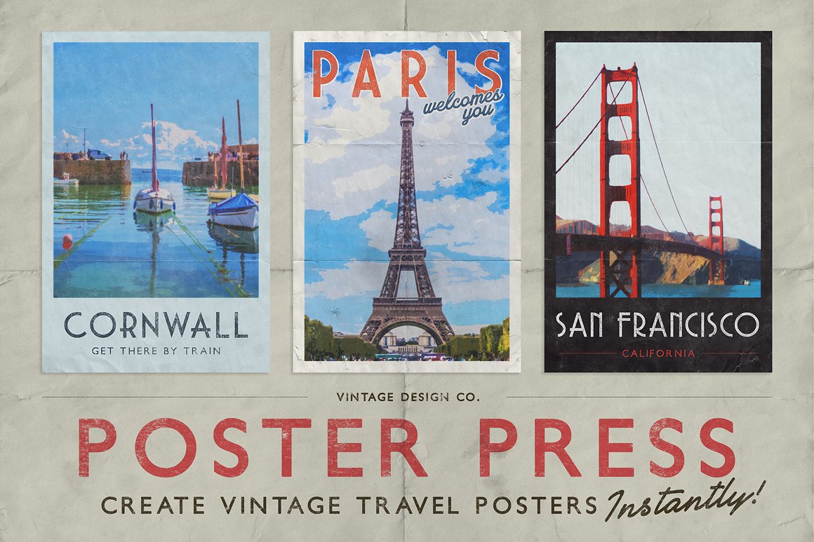 复古旅行海报设计素材PosterPress for Phot