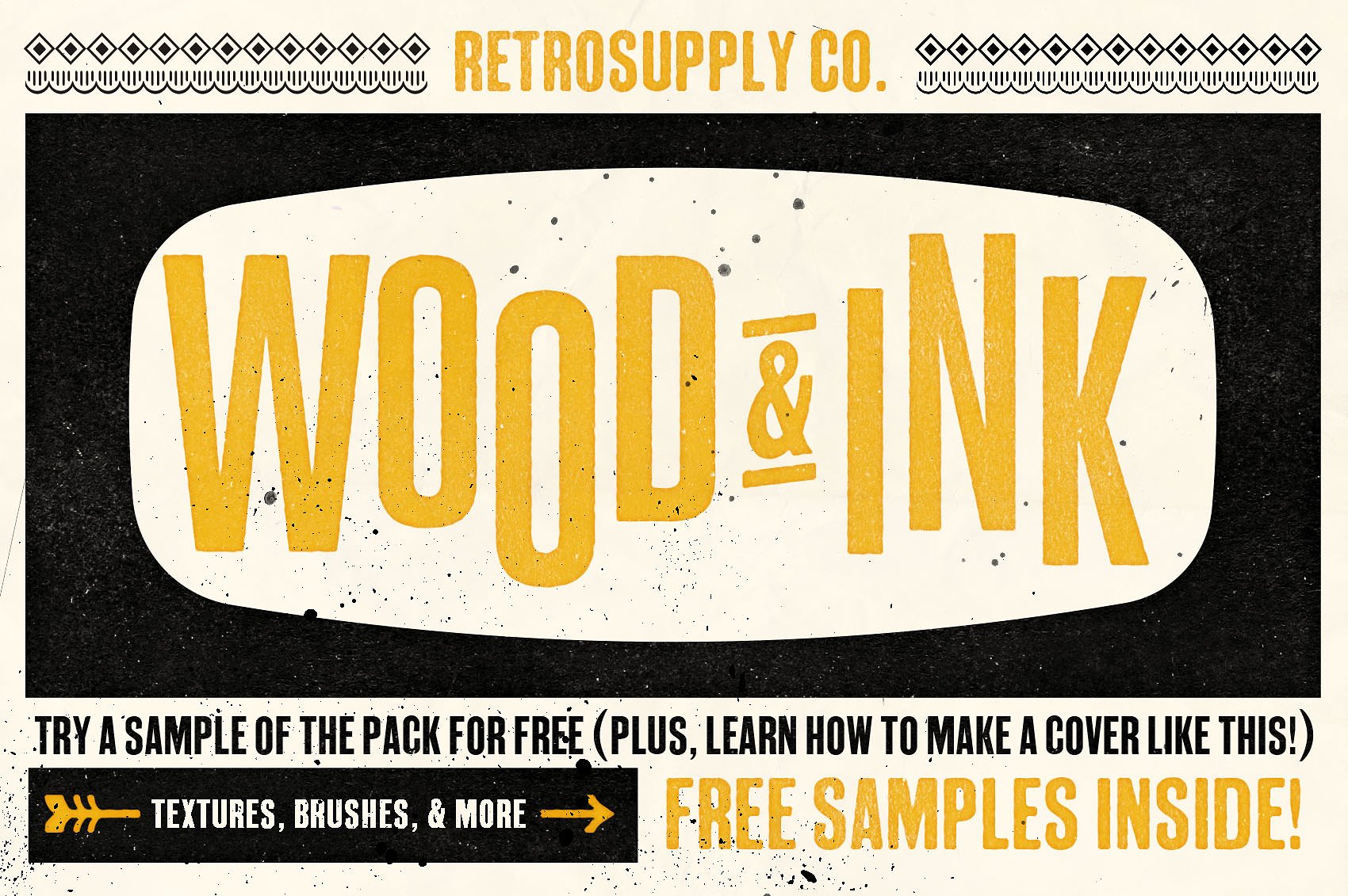 复古设计素材包Wood -amp; Ink | Textur