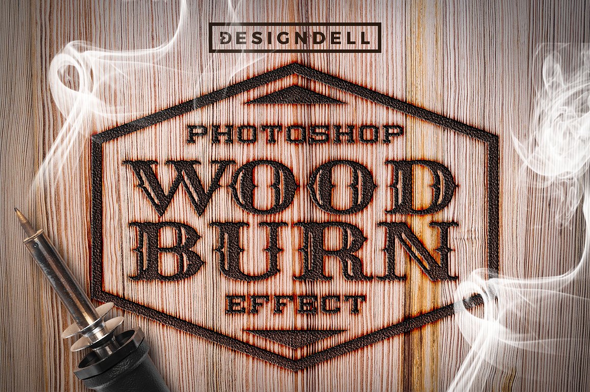 木头烧焦文字效果Wood Burn Photoshop Ef