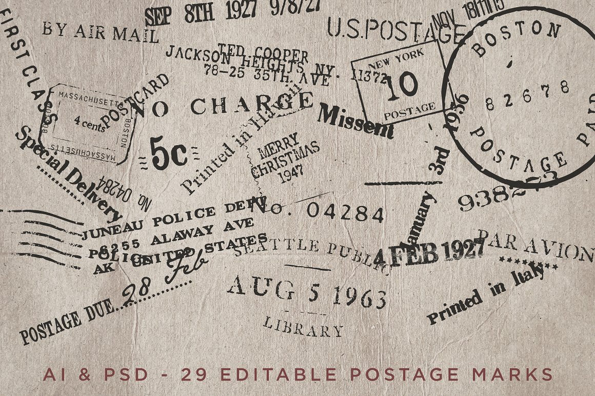 复古邮票设计素材包Old Stamping Ground -