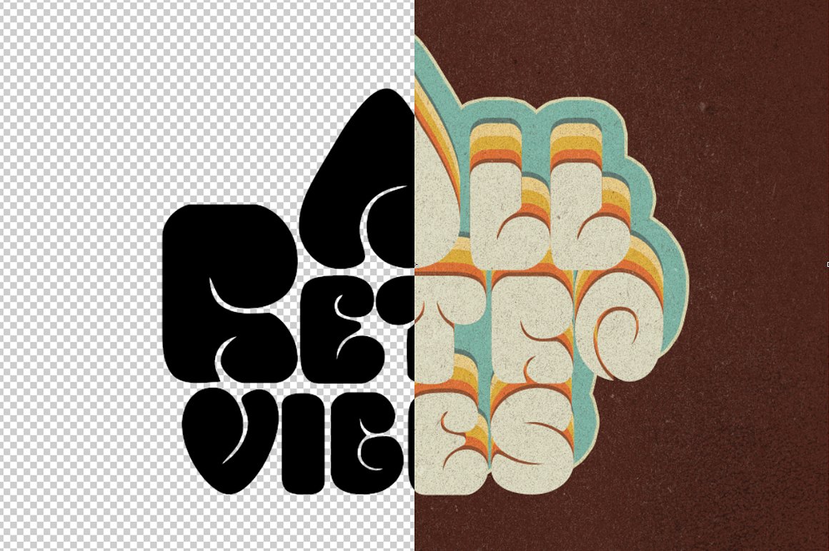 70年代复古纹理设计素材70s Text Effects f