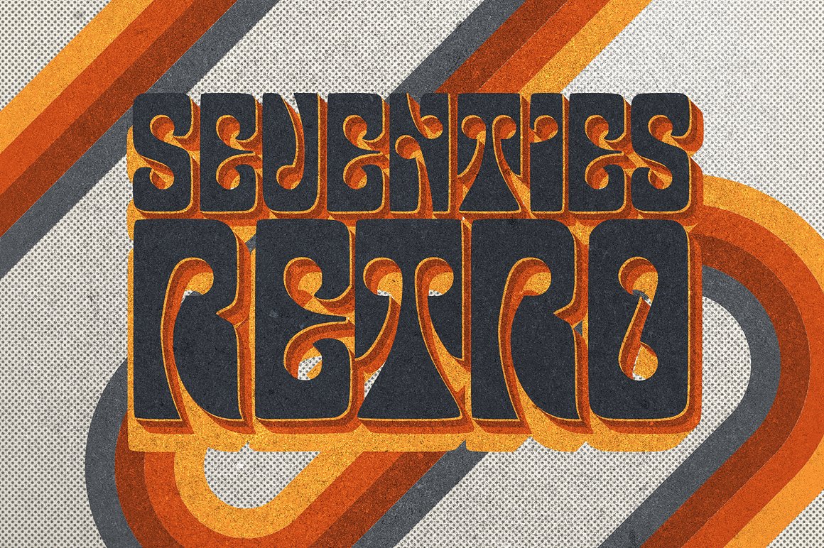 70年代复古纹理设计素材70s Text Effects f