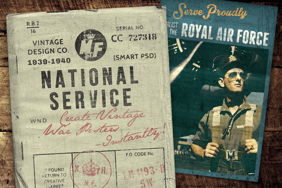 第二次世界大战海报PSD模板National Service