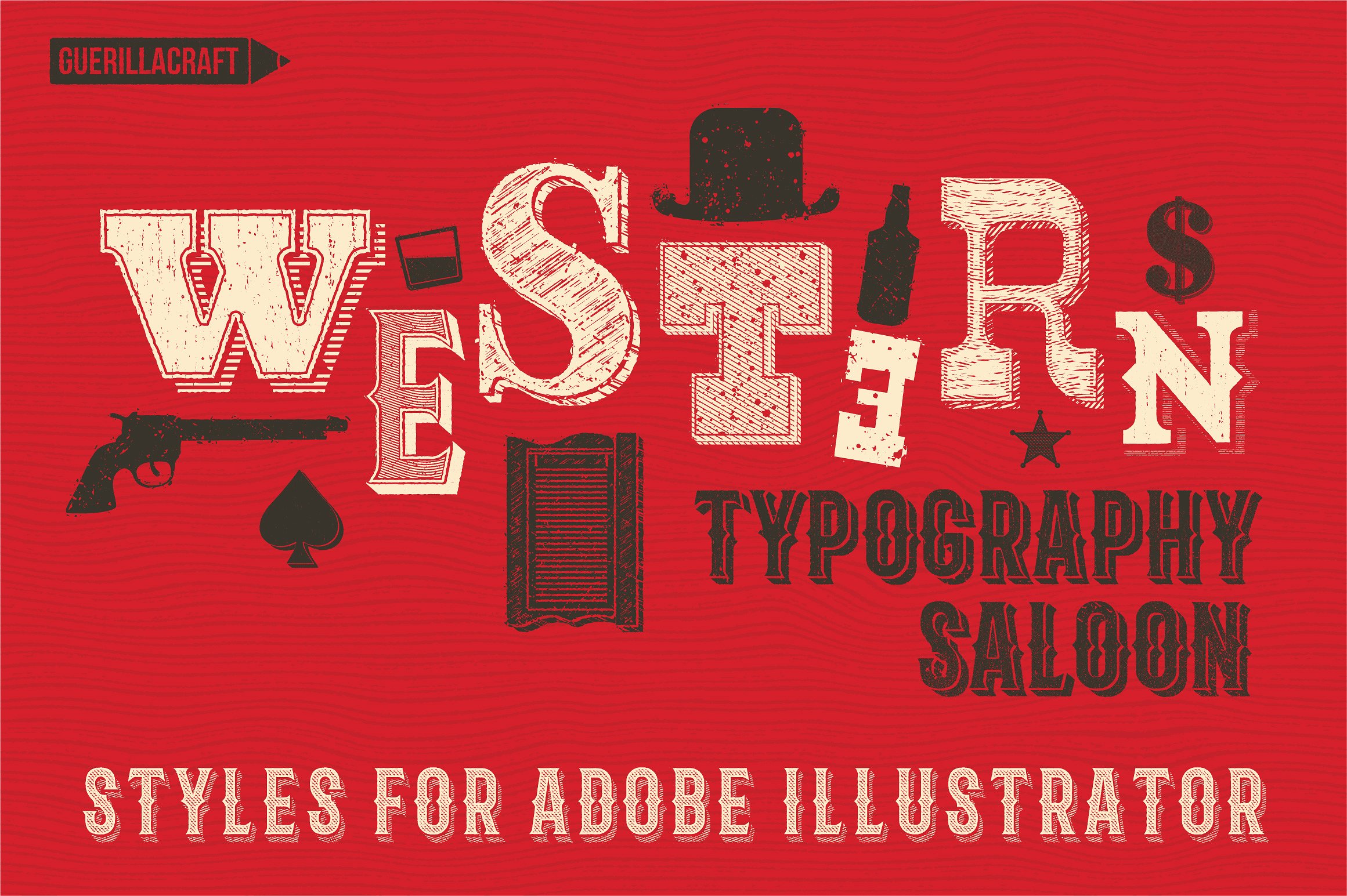 19世纪复古纹理图案设计素材Western Typograp
