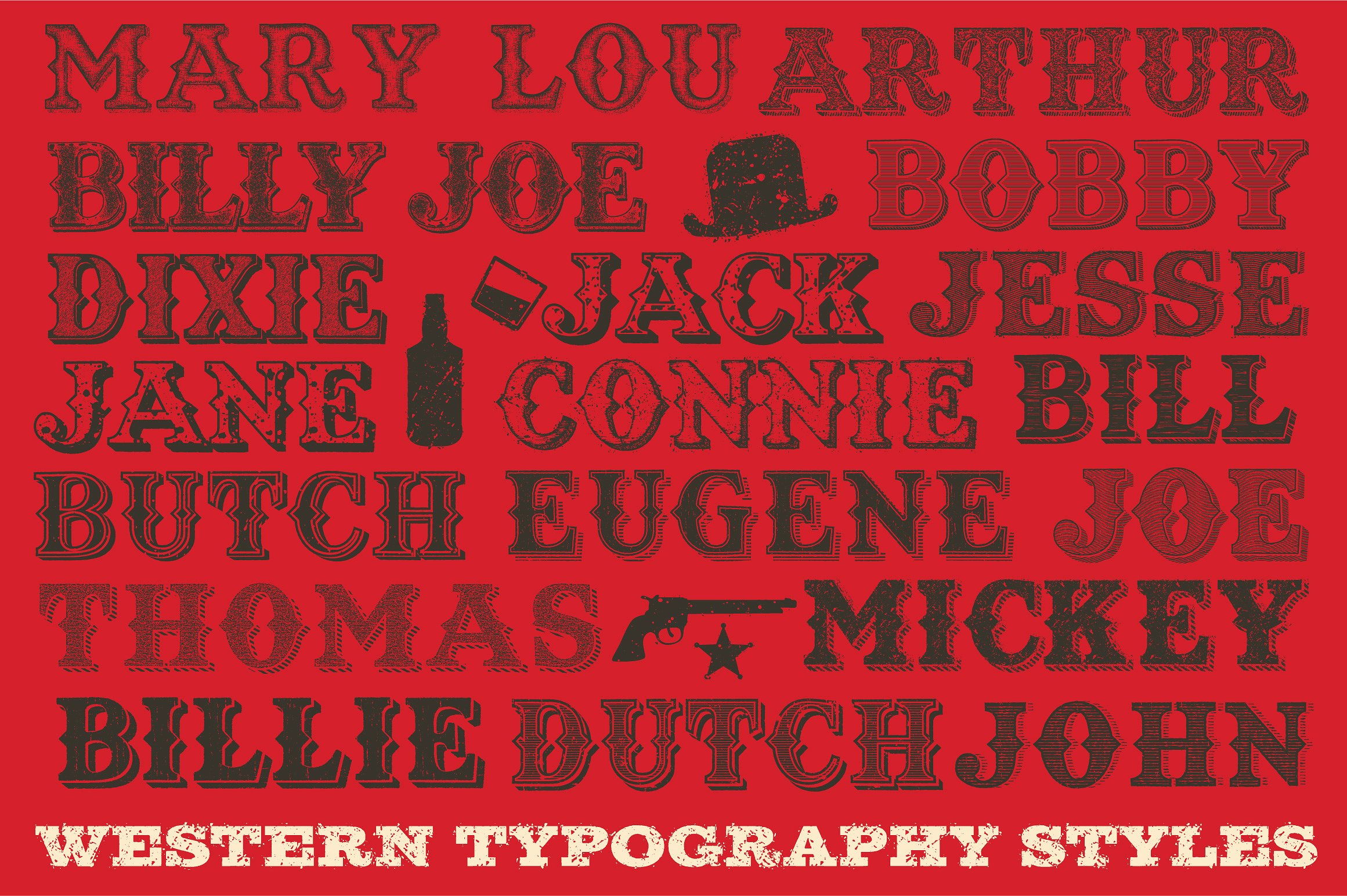 19世纪复古纹理图案设计素材Western Typograp