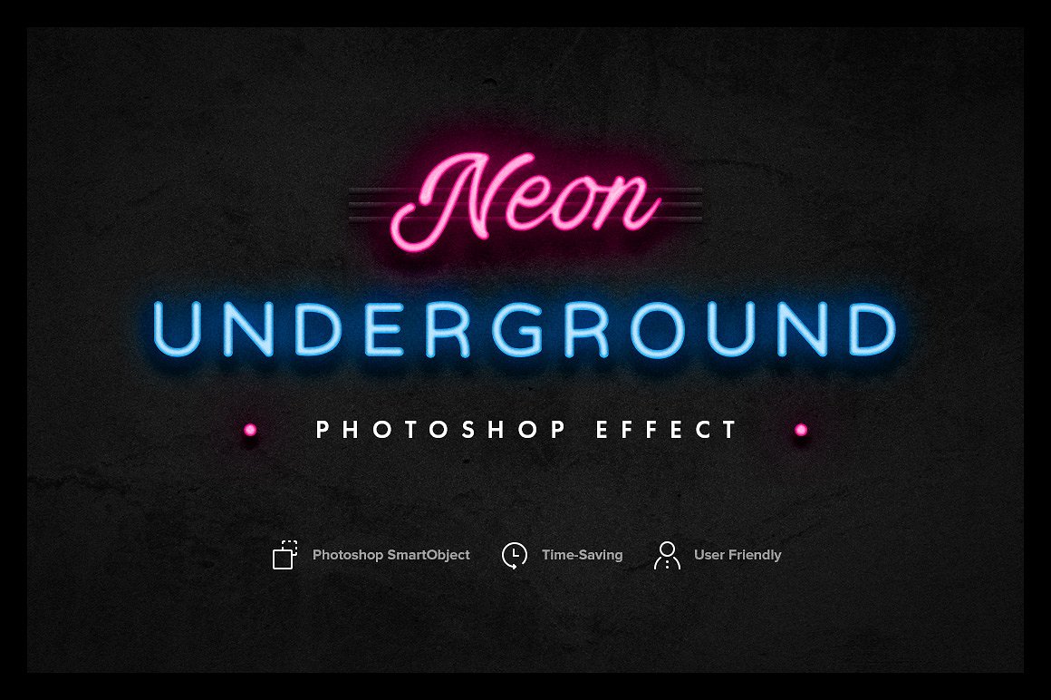 霓虹灯PSD效果Neon Underground Photo