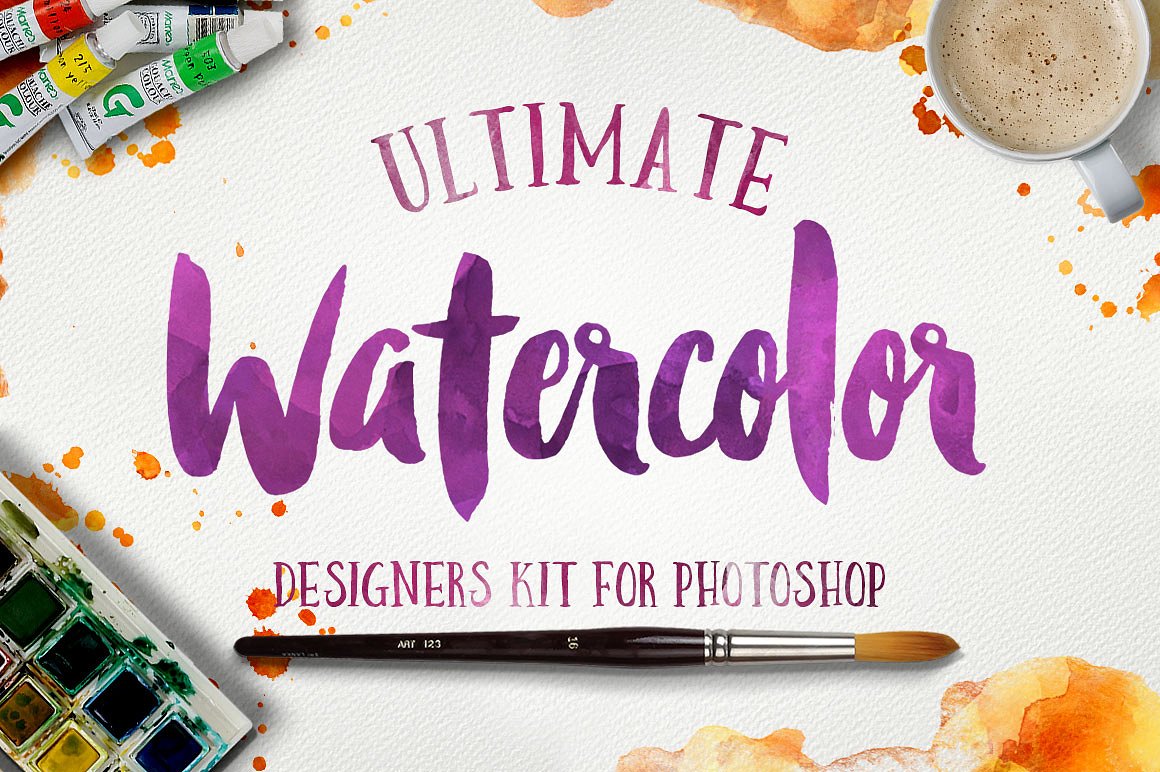 手绘水彩设计元素Watercolor KIT - Photo