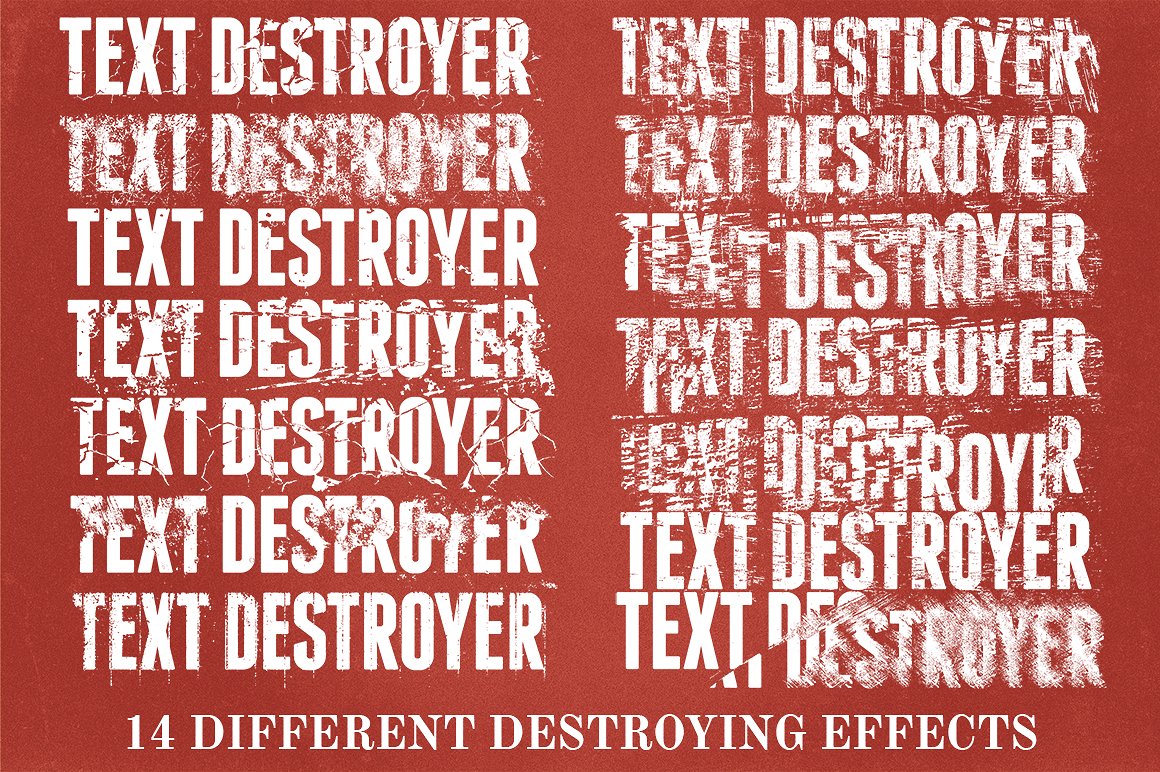 漂亮的复古破坏效果文字特效PSD模板Text Destroy