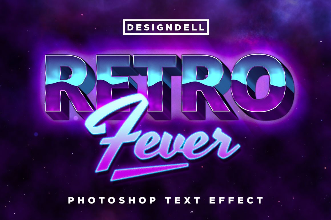 80年代风格文字效果Retro Fever Photosho
