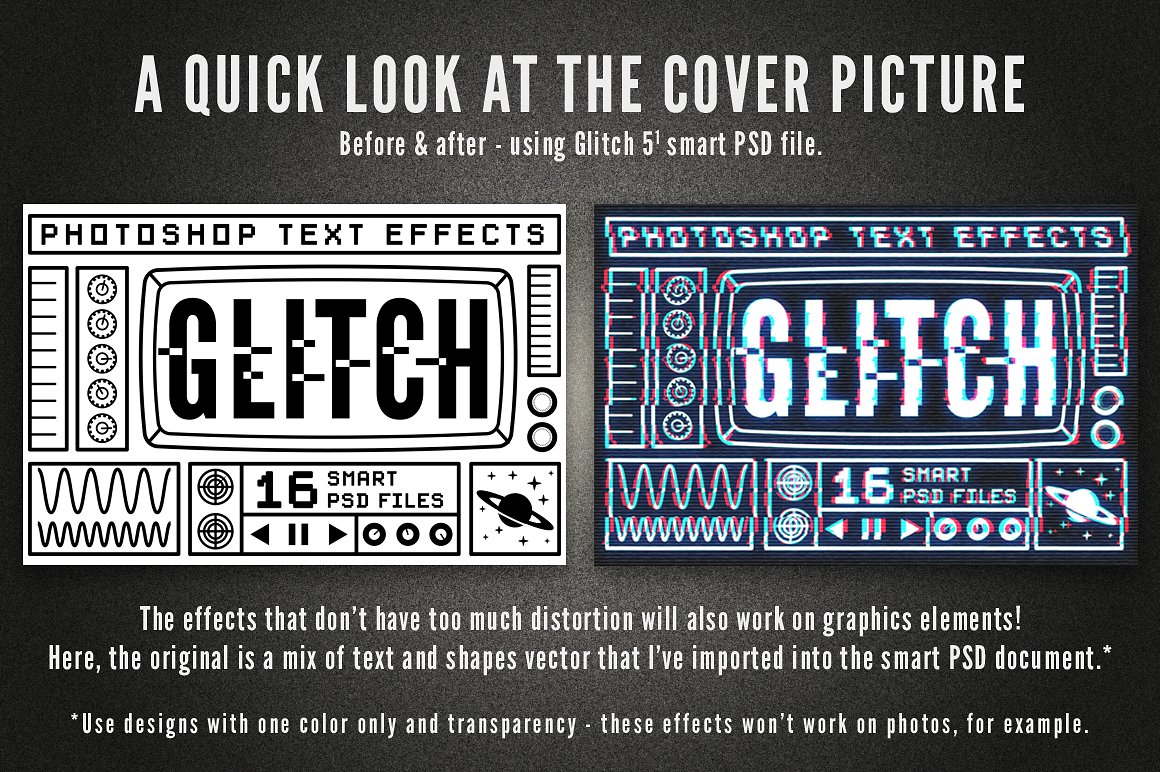 Glitch text effects for Photos