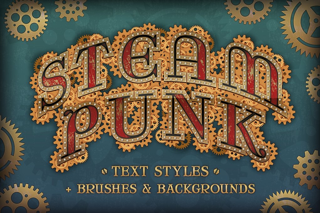 蒸汽朋克效果文字特效Steam Punk Text Styl