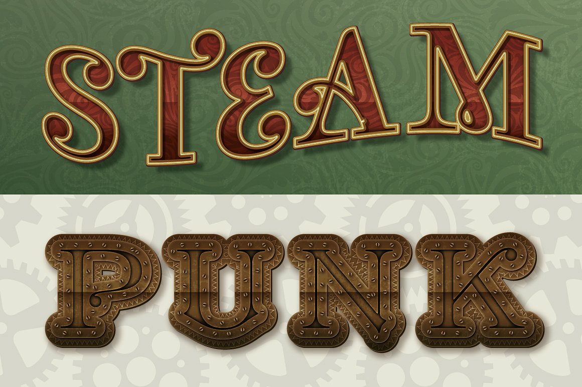 蒸汽朋克效果文字特效Steam Punk Text Styl