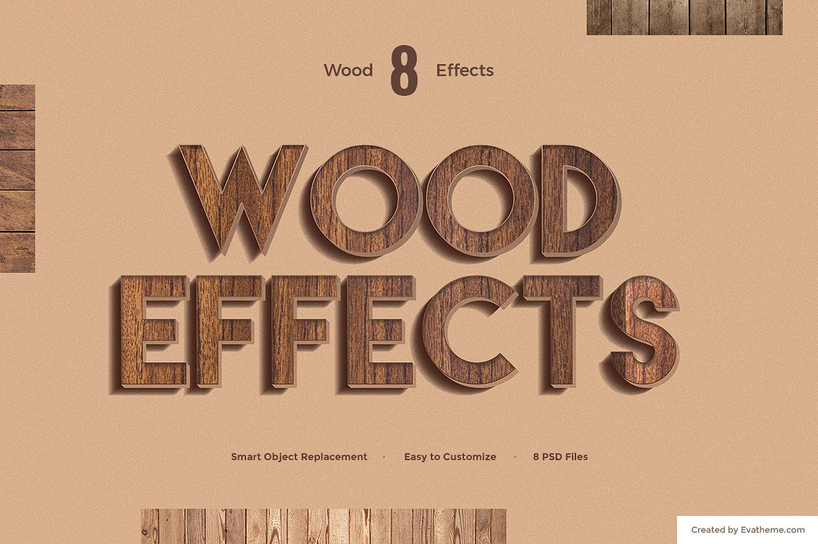 8款木质风格文字效果8 Wood Text Effects