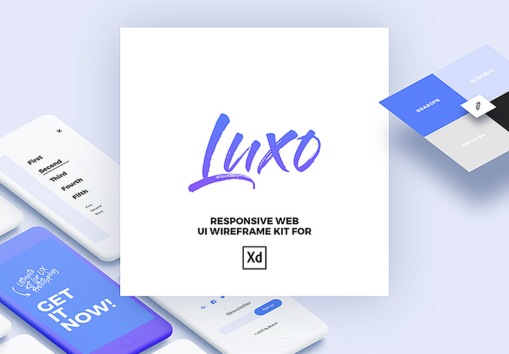 简洁实用响应式线框UX原型设计UI工具包Luxo Respo