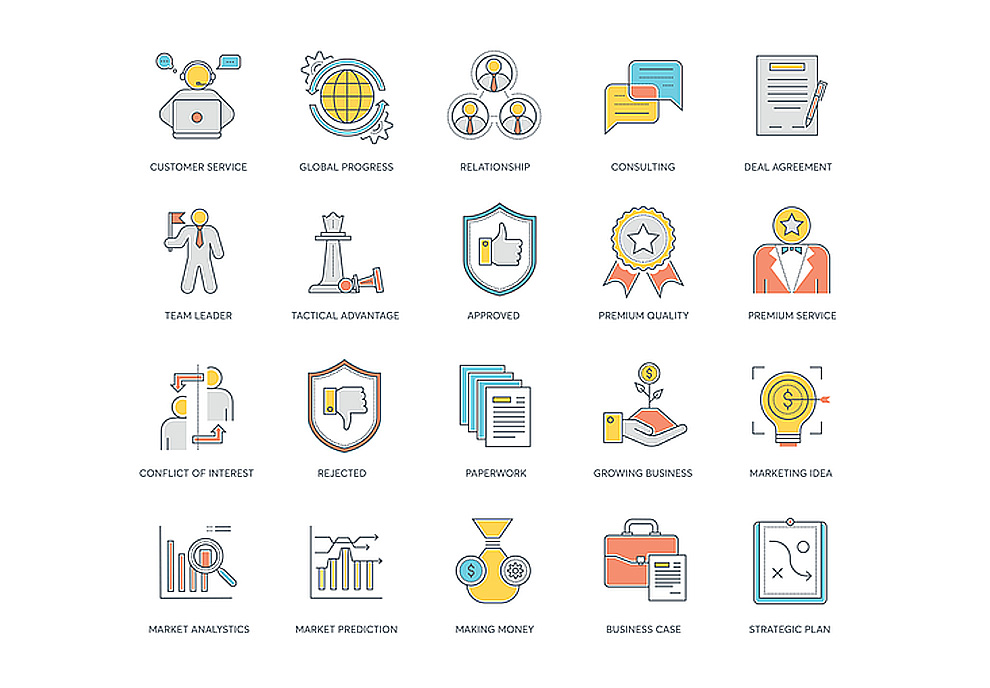 85个业务求职面试办公室生活战略市场投资矢量图标集Busin