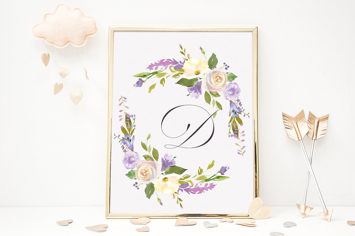 手绘水彩花卉植物设计素材Bouquets de Mariee