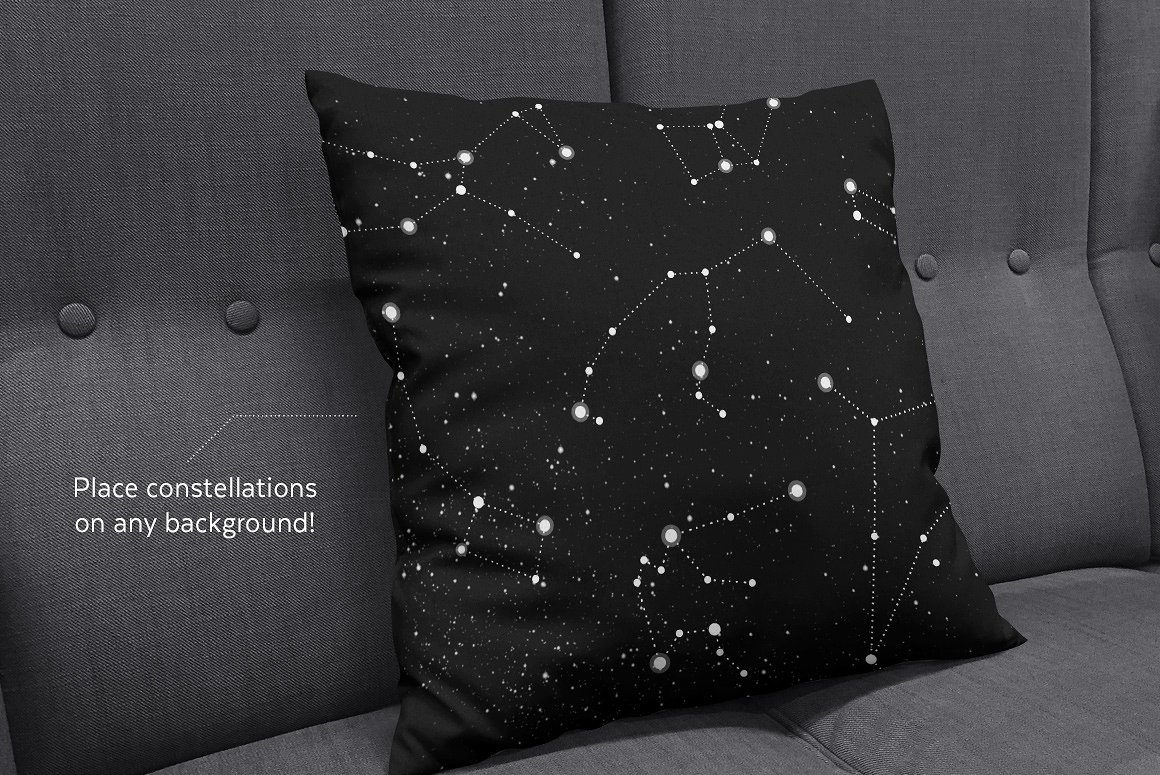 夜空与星座设计元素Constellations Vector