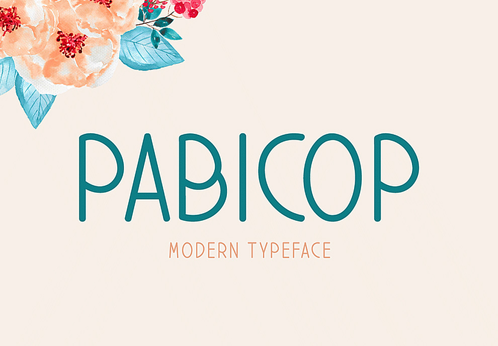 一款全新的可爱现代印刷设计大写英文字体Pabicop