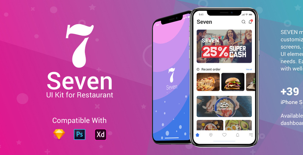 餐饮美食餐厅外卖预定移动手机APP UI工具包Seven R