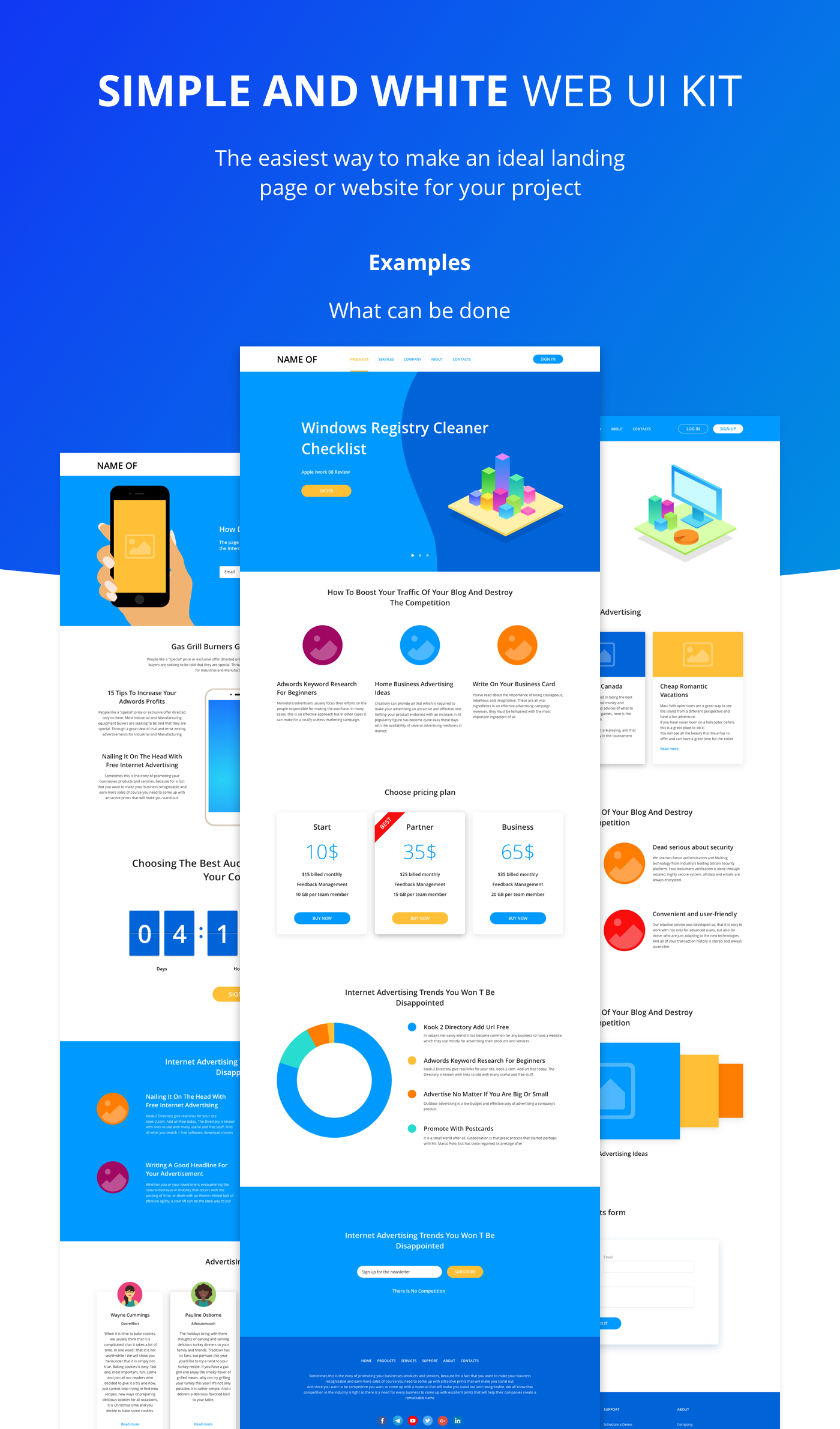 时尚蓝色简单实用的商务数据分析网站模板Simple &