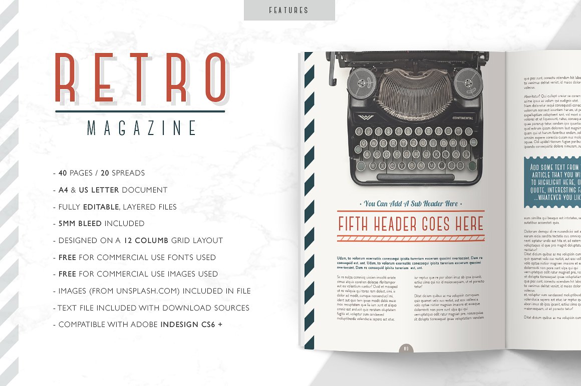 创意怀旧杂志设计模板RETRO | Magazine