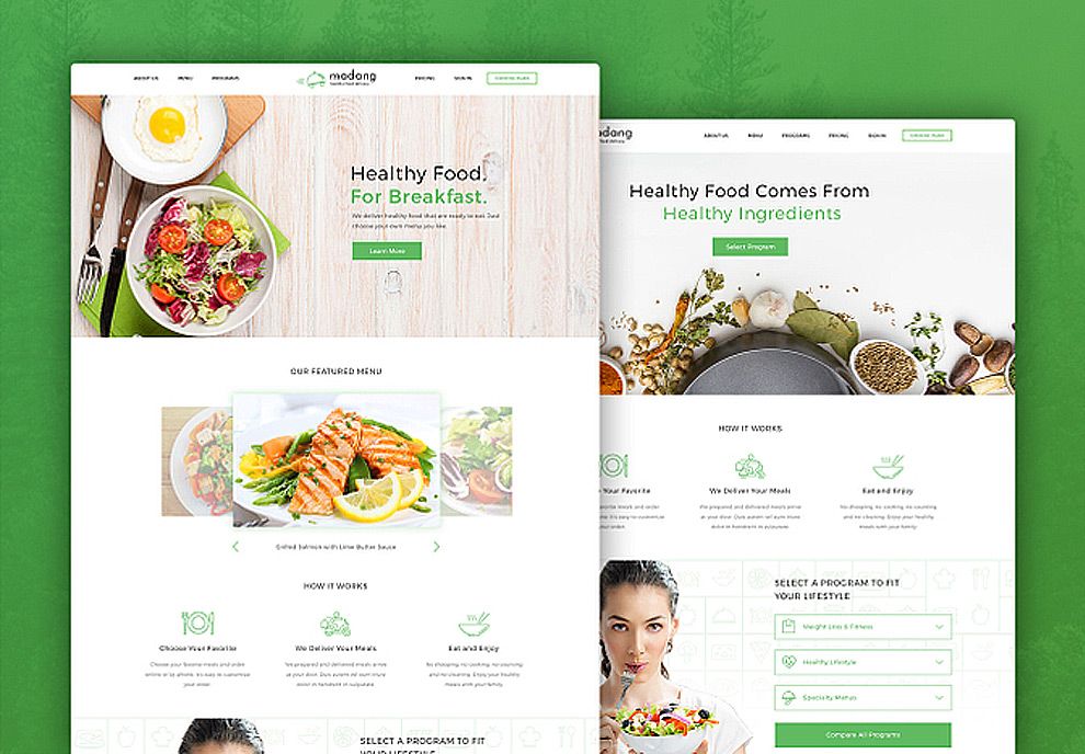 现代新鲜健康有机食品食材蔬菜水果配送服务PSD网页模板Mad