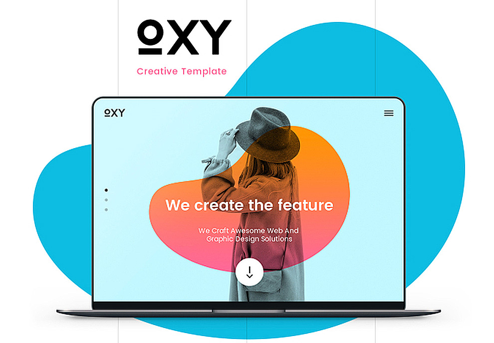 简约时尚创意机构工作室展示推广PSD网页模板Oxy Crea