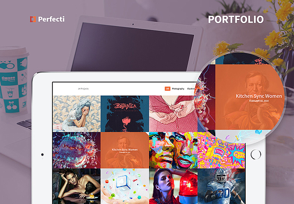 时尚创意投资组合博客企业公司网站PSD网页模板Perfect