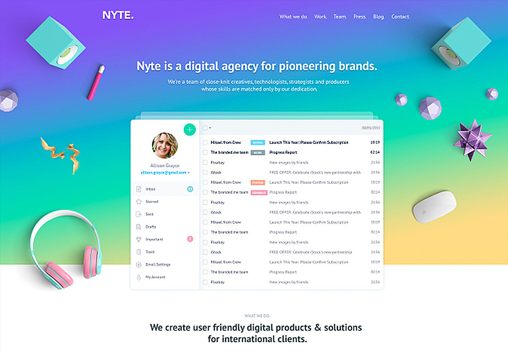 多功能时尚创意机构企业官网宣传推广PSD网页模板Nyte P