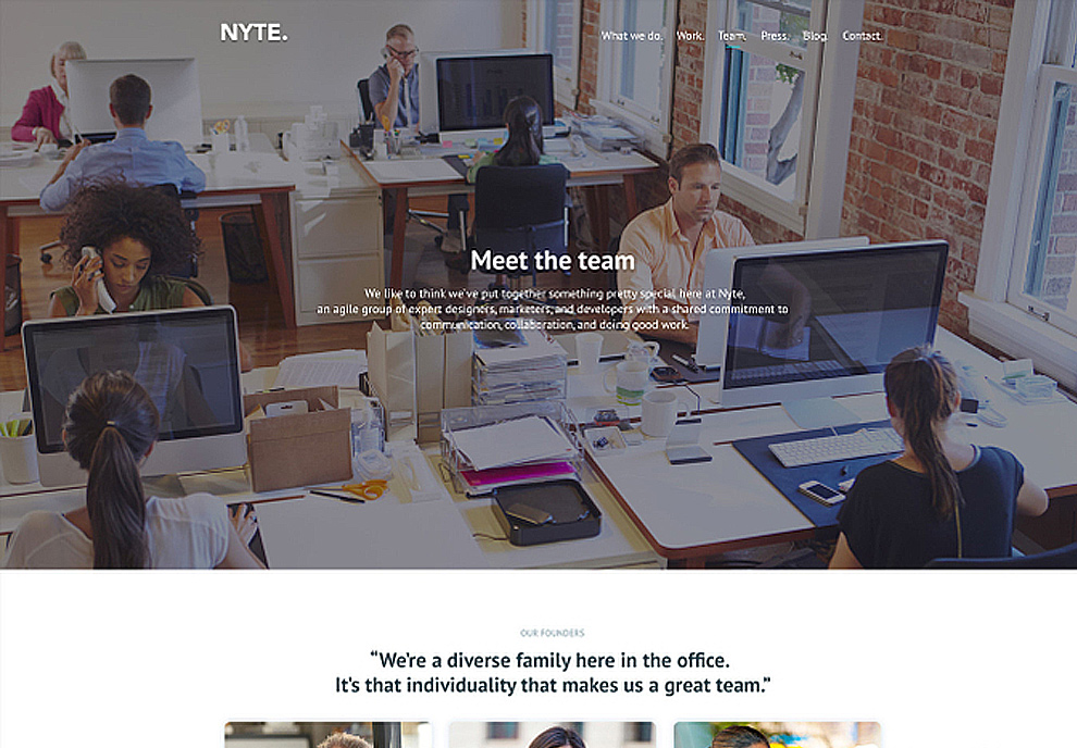 多功能时尚创意机构企业官网宣传推广PSD网页模板Nyte P