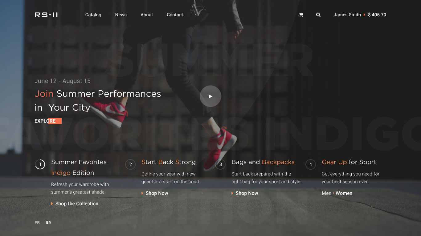 体育运动品牌跑步鞋电子商务在线购买电商平台PSD网页模板RS