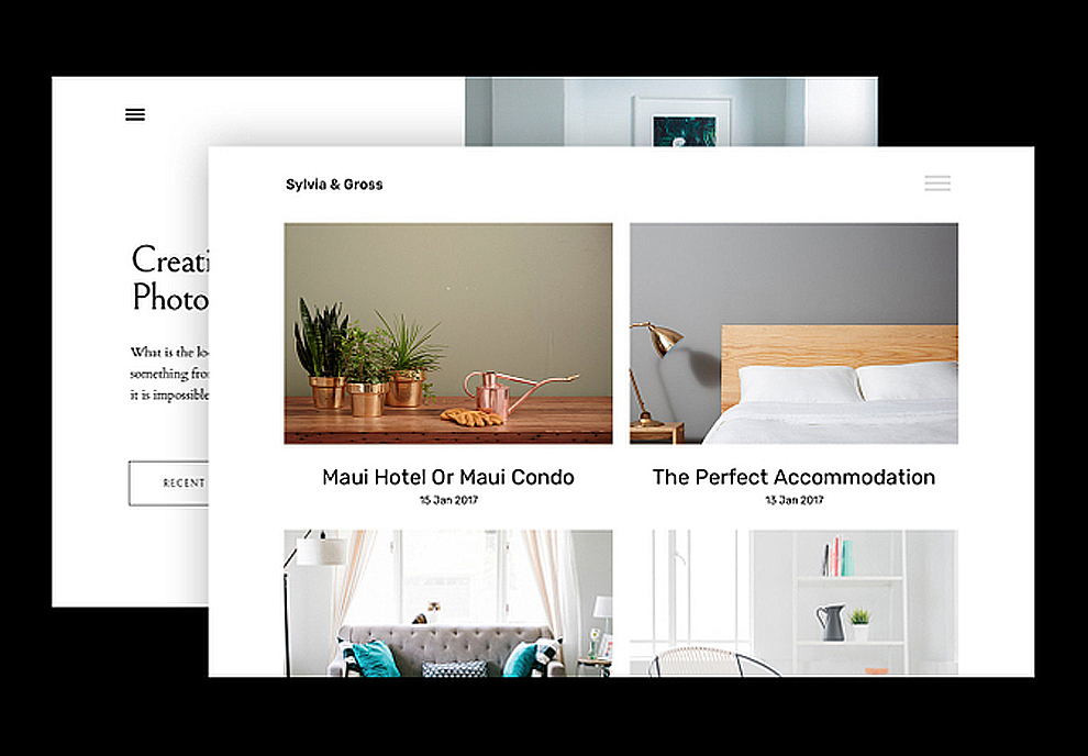 时尚现代家居装饰室内设计工作室企业公司推广网页模板PortF