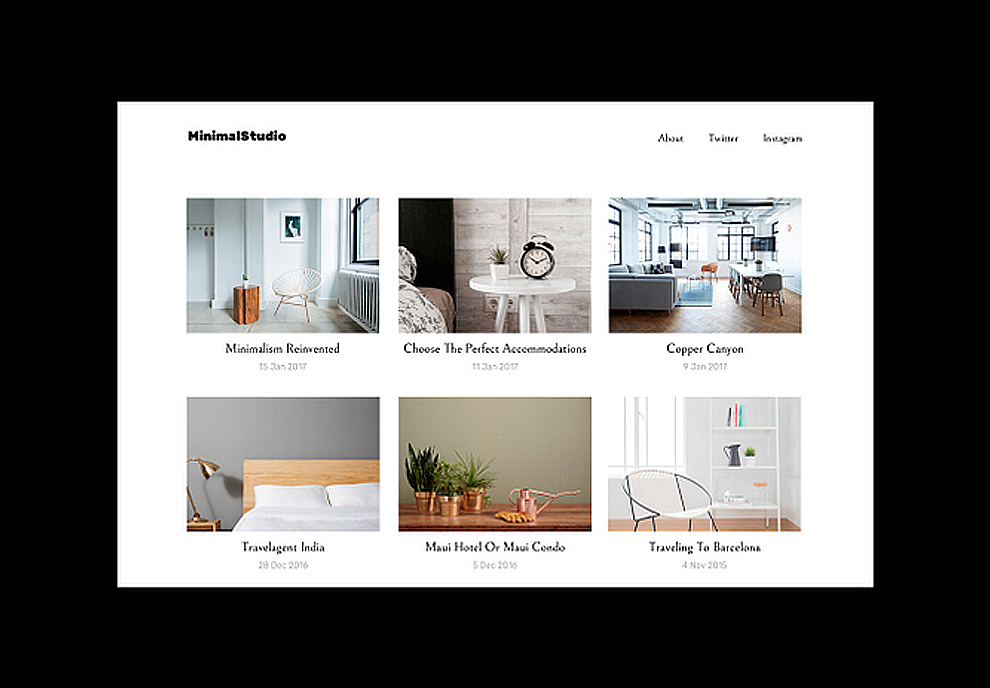 时尚现代家居装饰室内设计工作室企业公司推广网页模板PortF