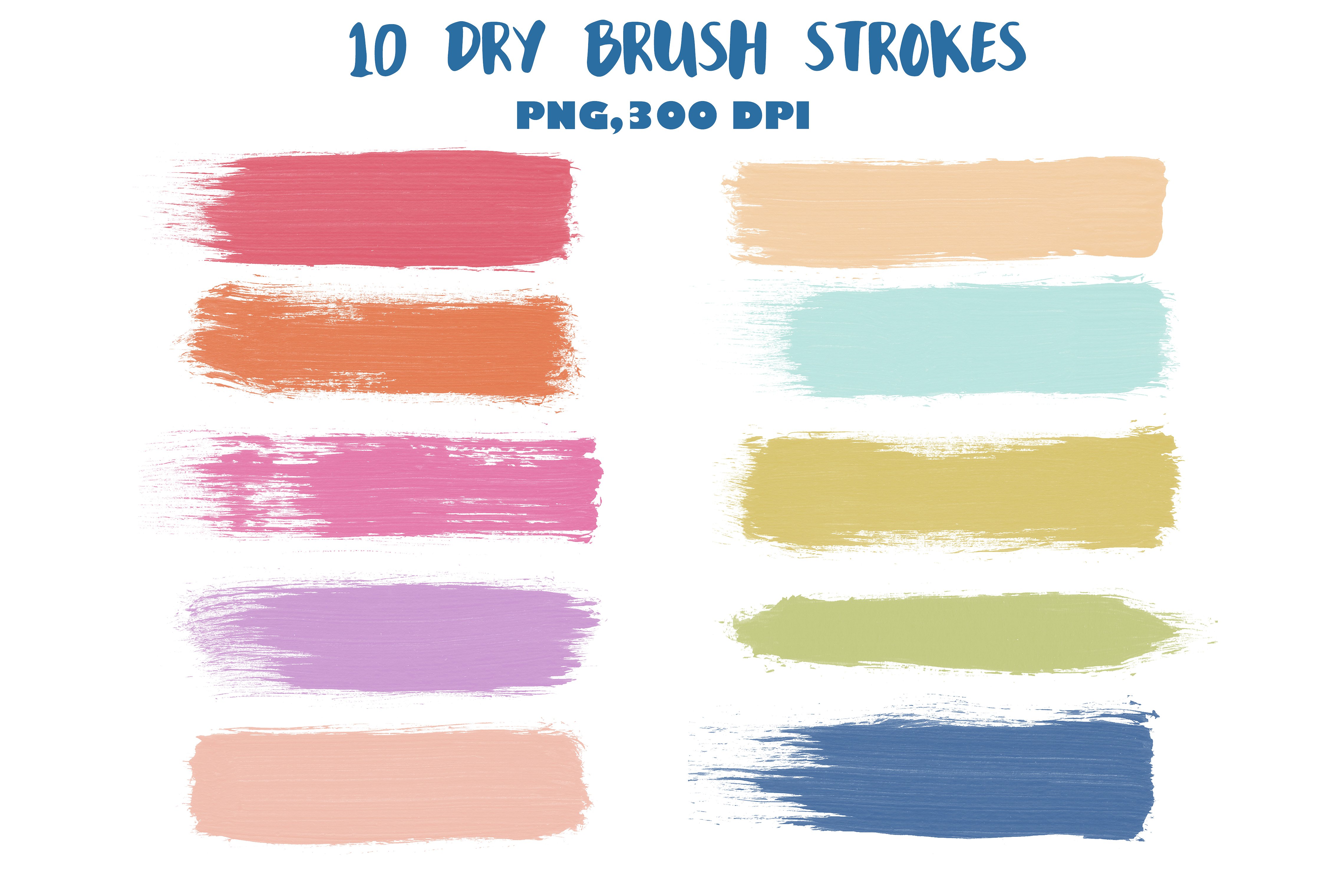 画笔笔刷效果的水彩画素材 Dry brush strokes