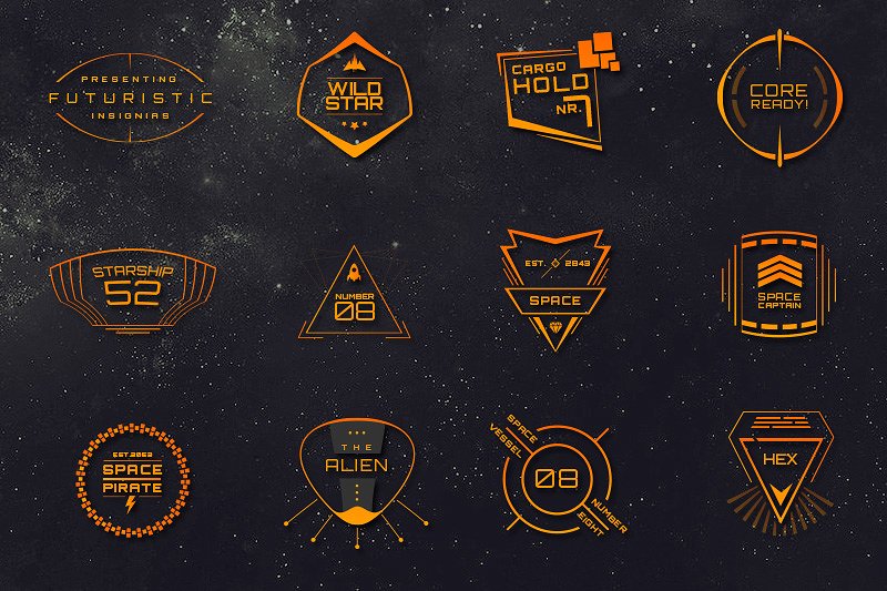 徽章设计素材12 Sci-Fi Badges #37241