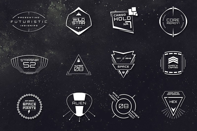 徽章设计素材12 Sci-Fi Badges #37241