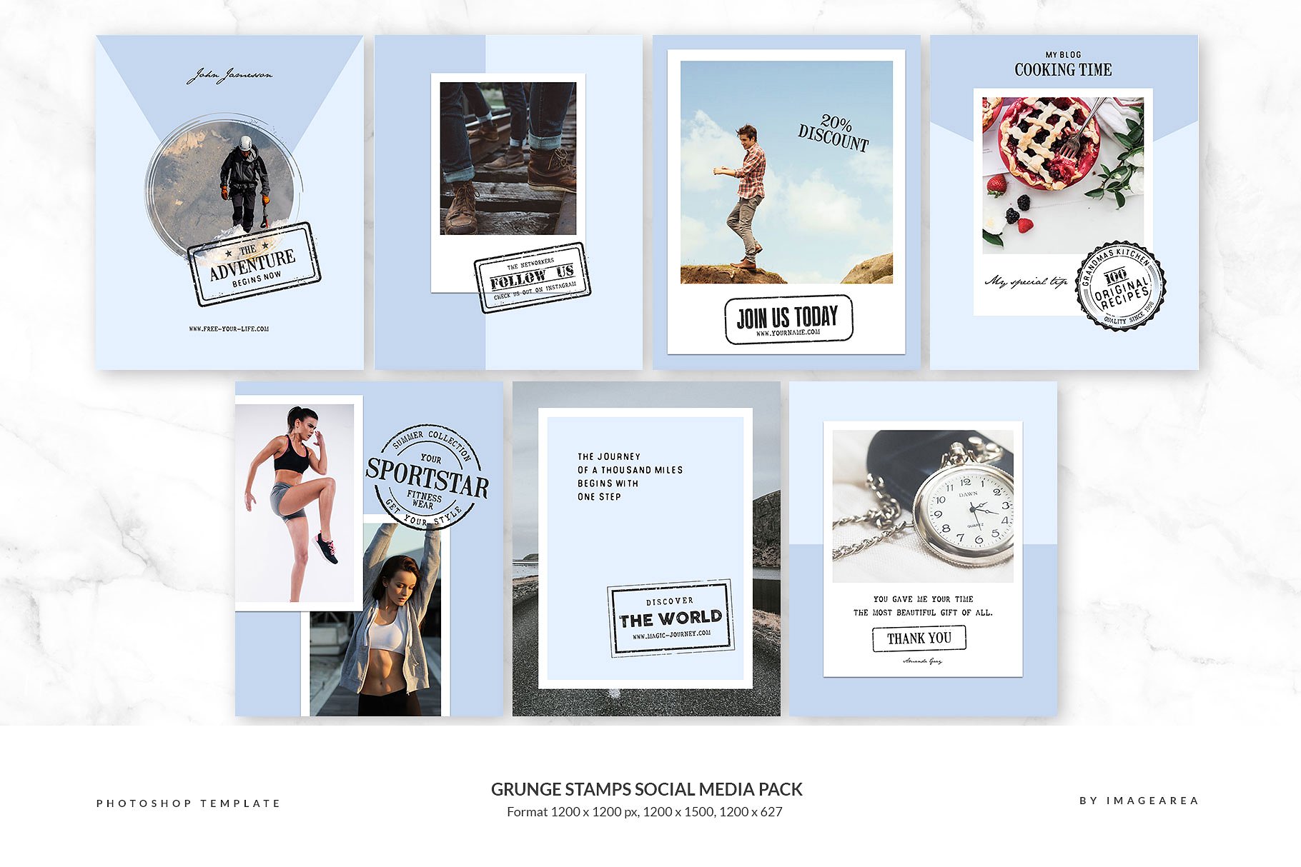 社交媒体设计素材Grunge stamps Social M