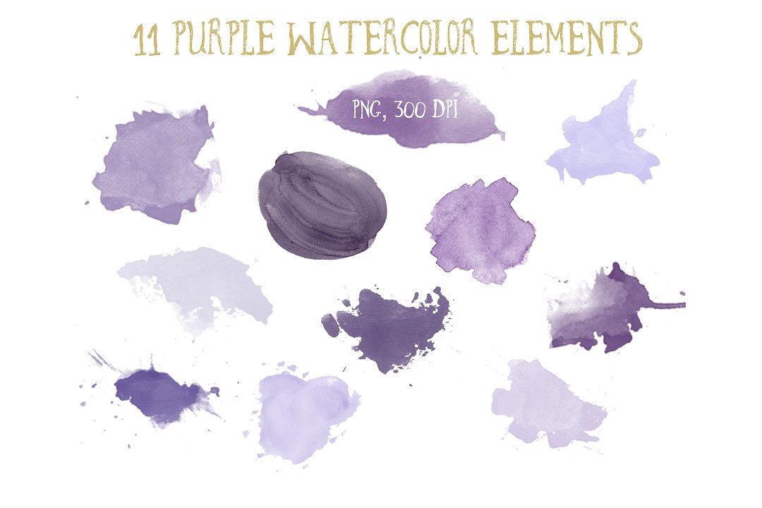紫色水彩设计元素Purple watercolor elem