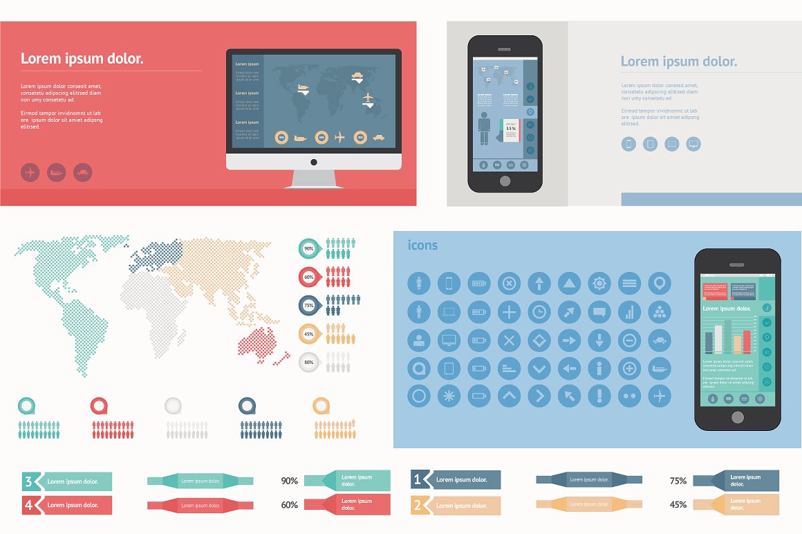 信息图表插画设计素材Flat Infographic Ele