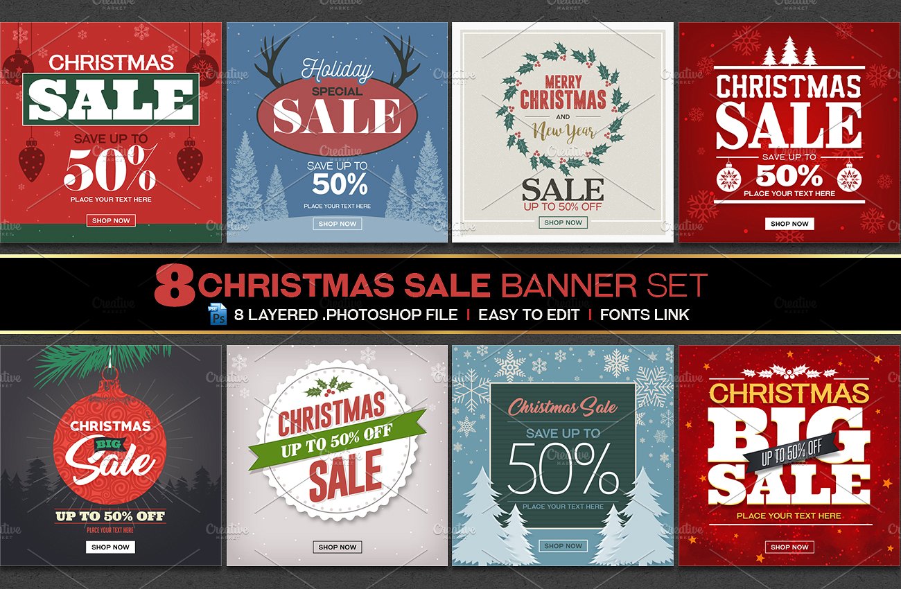 圣诞主题销售海报Christmas Sale Banners