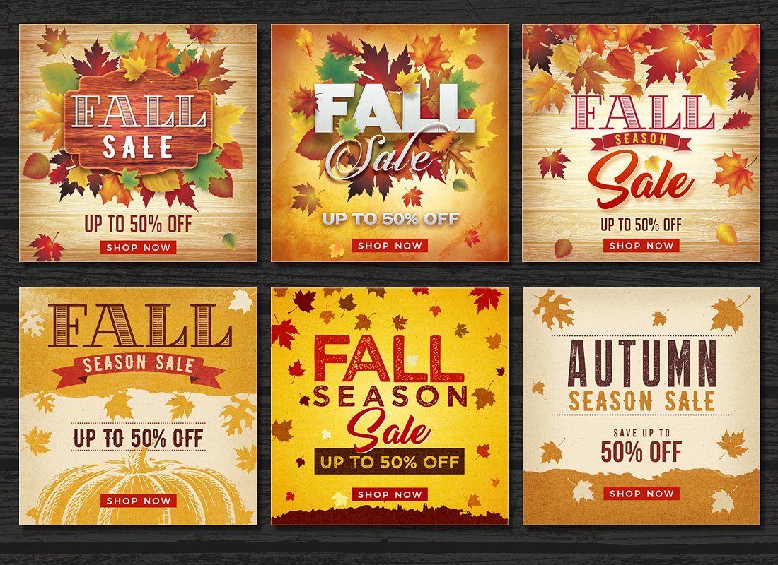 秋季宣传单设计素材Autumn Fall Sale Bann