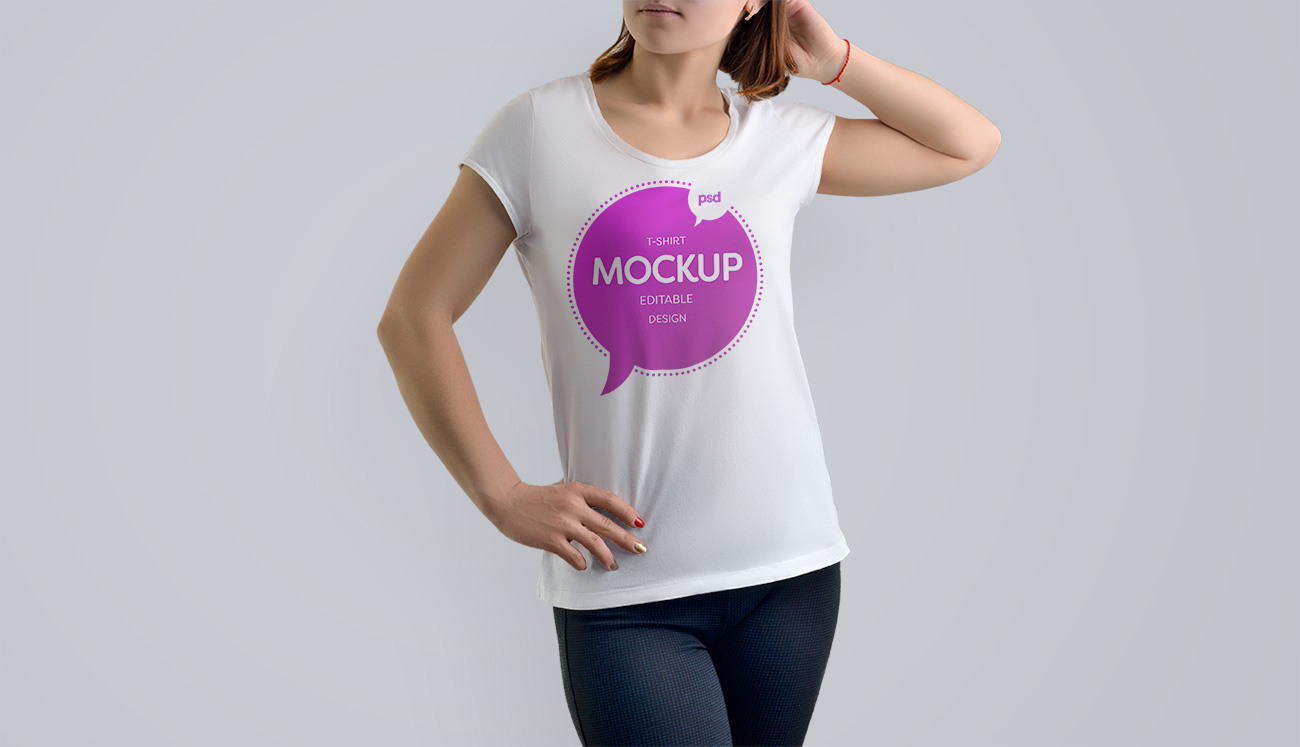 女士T恤品牌贴图展示模版 T-Shirt Mockup Fo