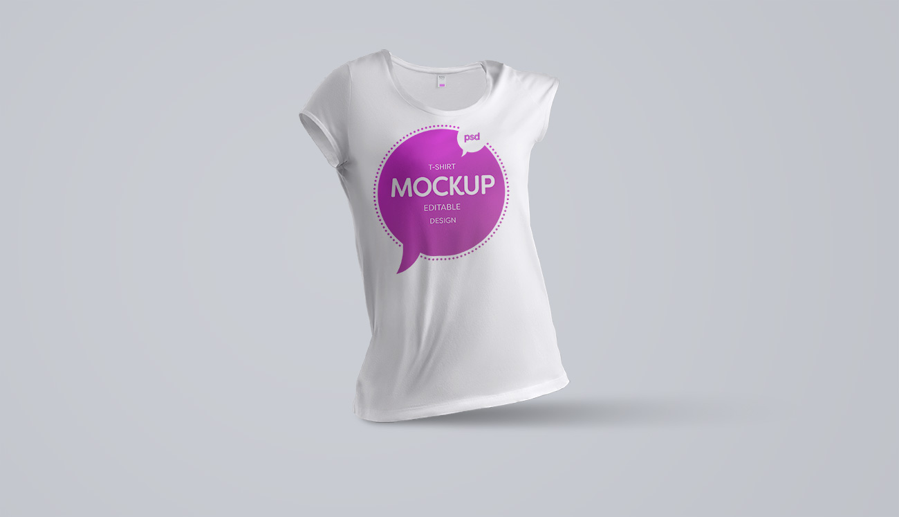 镂空悬浮女士T恤品牌贴图展示模版 T-Shirt Mocku