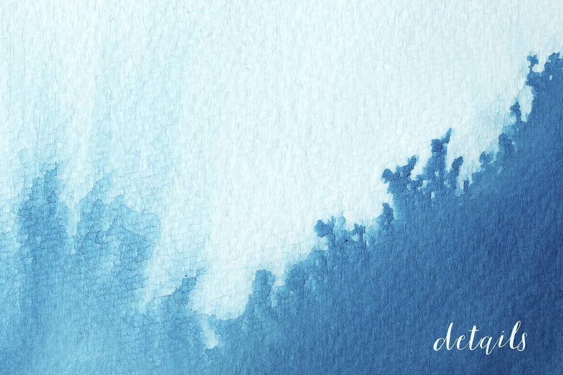 蓝色海洋水彩背景设计素材Ombre Watercolor P