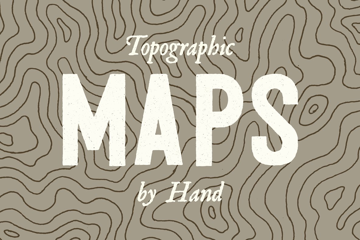 3个手工绘制的等高线地形图EPS矢量素材 Topograph