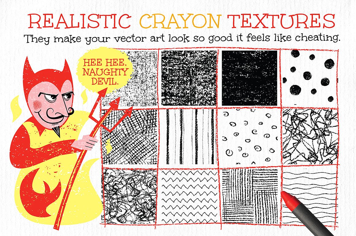手绘卡通图案设计素材Crayon Textures and