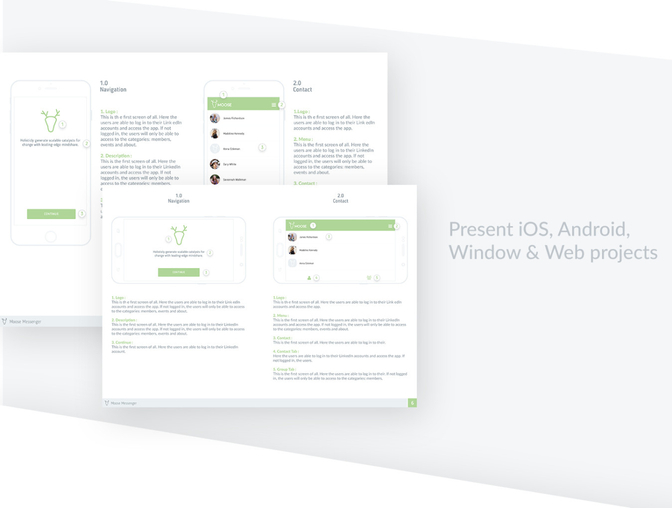绿色时尚流行移动Web网页模板PSD设计素材工具包Moose